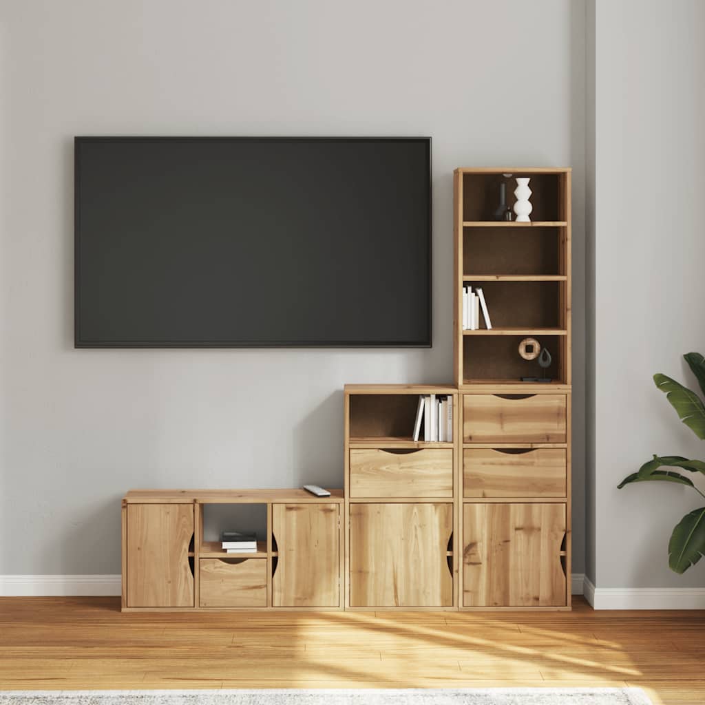 4 Piece TV Units with Storage "ODDA" Solid Wood Pine
