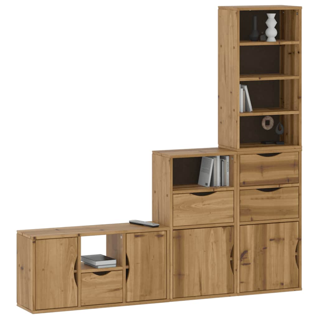 4 Piece TV Units with Storage "ODDA" Solid Wood Pine