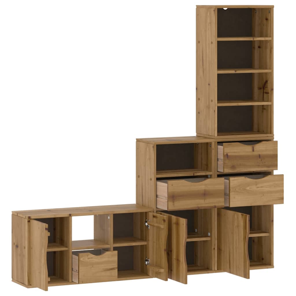 4 Piece TV Units with Storage "ODDA" Solid Wood Pine