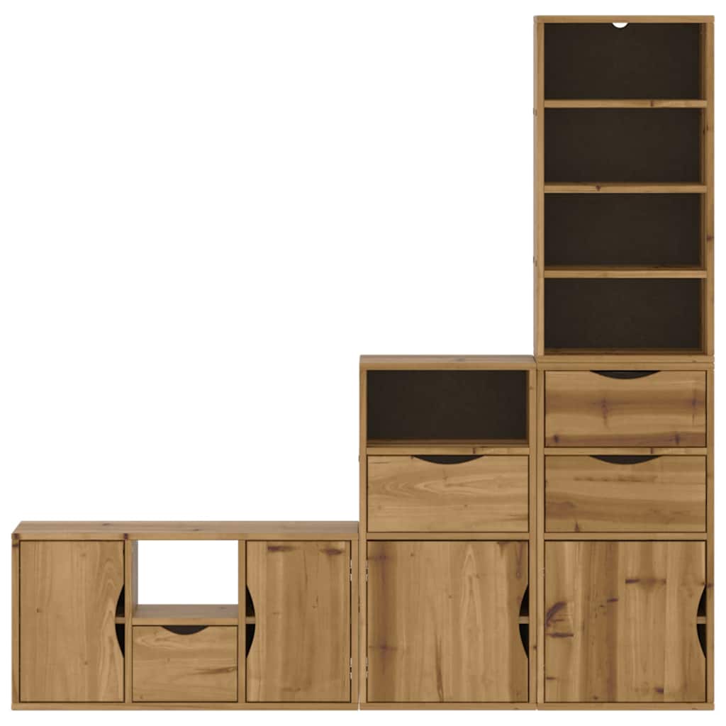 4 Piece TV Units with Storage ODDA Solid Wood Pine