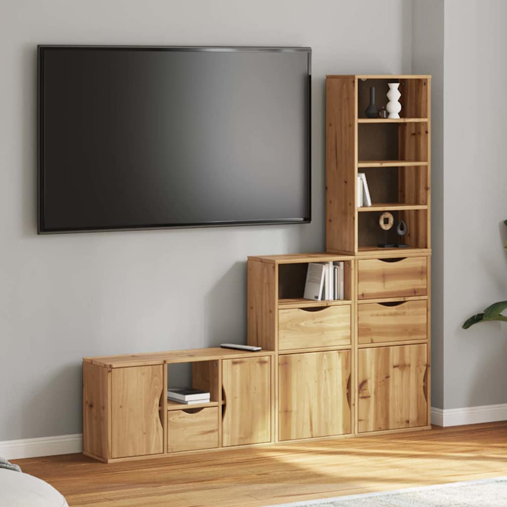 4 Piece TV Units with Storage "ODDA" Solid Wood Pine