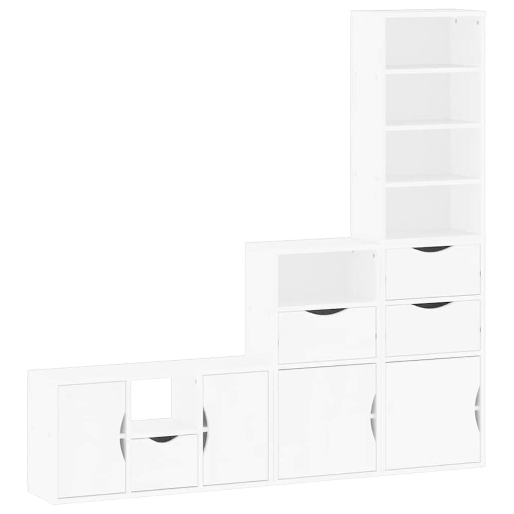 4 Piece TV Units with Storage ODDA White Solid Wood Pine