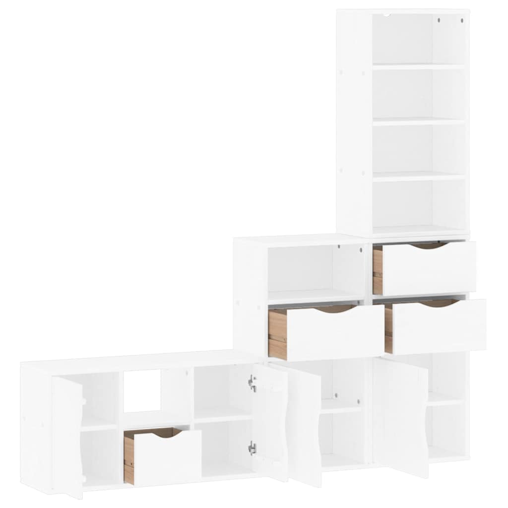 4 Piece TV Units with Storage ODDA White Solid Wood Pine