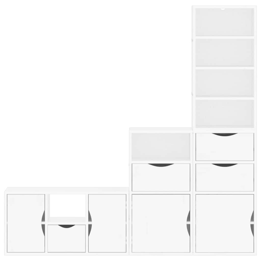 4 Piece TV Units with Storage ODDA White Solid Wood Pine