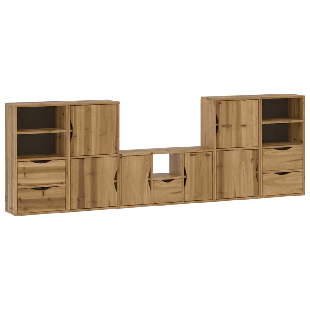 5 Piece TV Units with Storage "ODDA" Solid Wood Pine