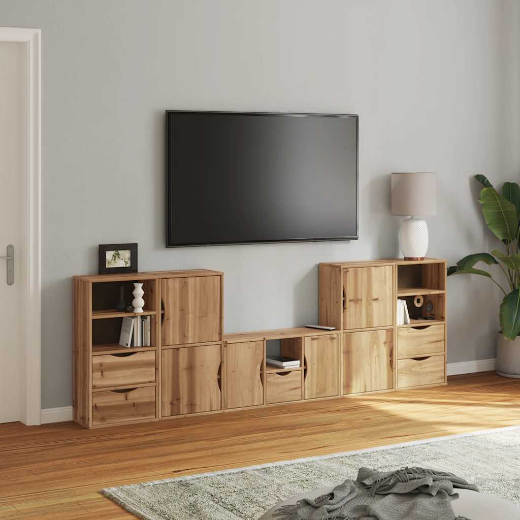 5 Piece TV Units with Storage "ODDA" Solid Wood Pine