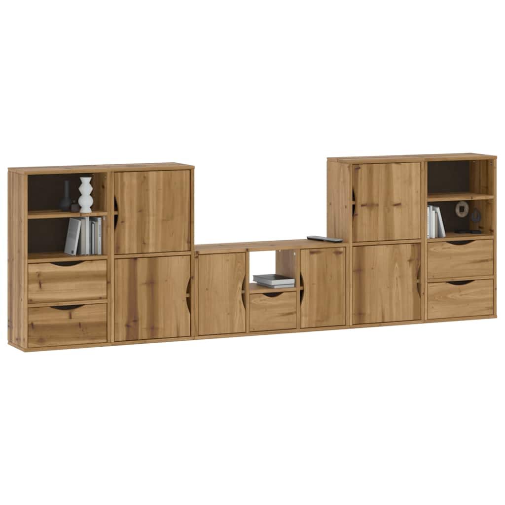 5 Piece TV Units with Storage "ODDA" Solid Wood Pine