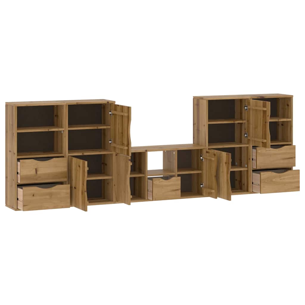 5 Piece TV Units with Storage "ODDA" Solid Wood Pine