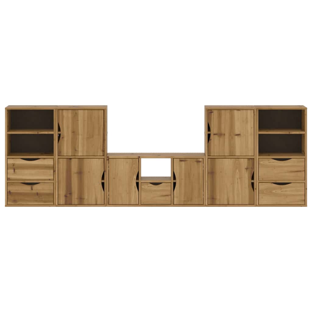 5 Piece TV Units with Storage "ODDA" Solid Wood Pine