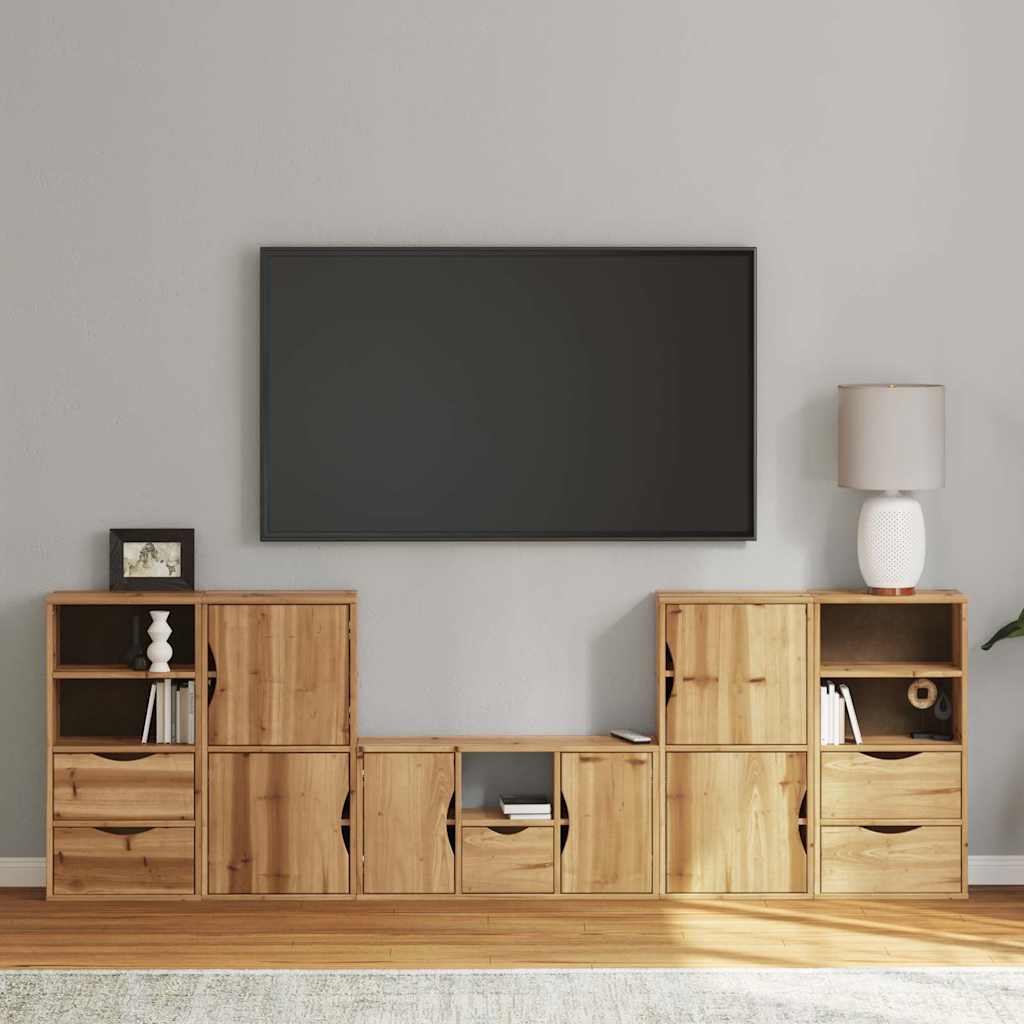 5 Piece TV Units with Storage "ODDA" Solid Wood Pine