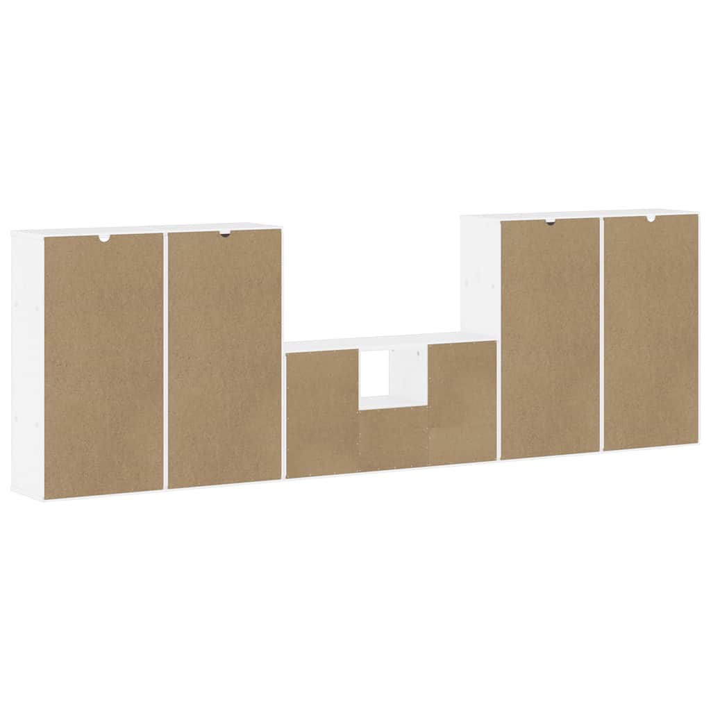 5 Piece TV Units with Storage "ODDA" White Solid Wood Pine