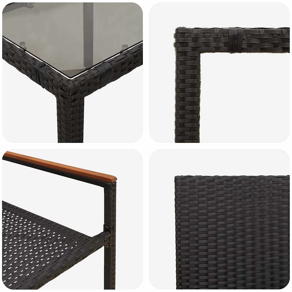 Garden Dining Set 5 pcs Black Poly Rattan