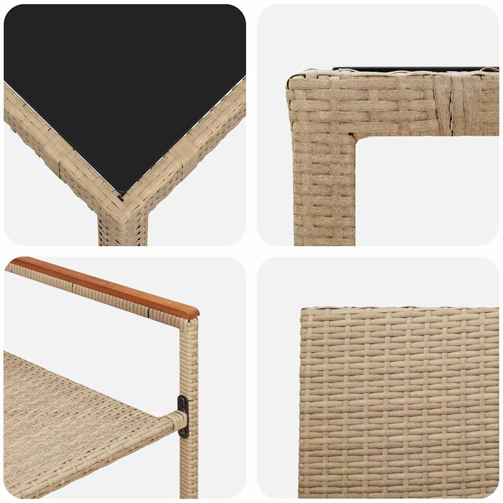 Garden Dining Set 9 pcs Beige Poly Rattan