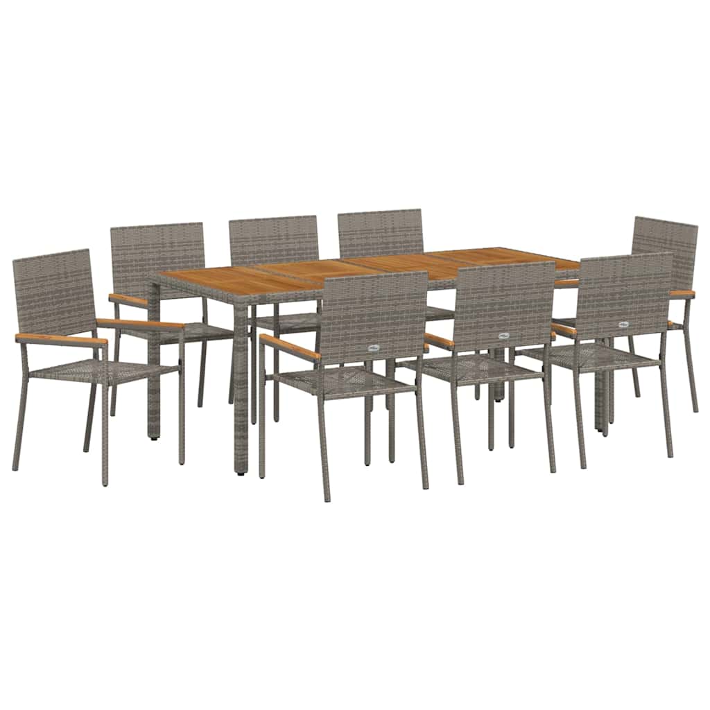 Garden Dining Set 9 pcs Grey Poly Rattan