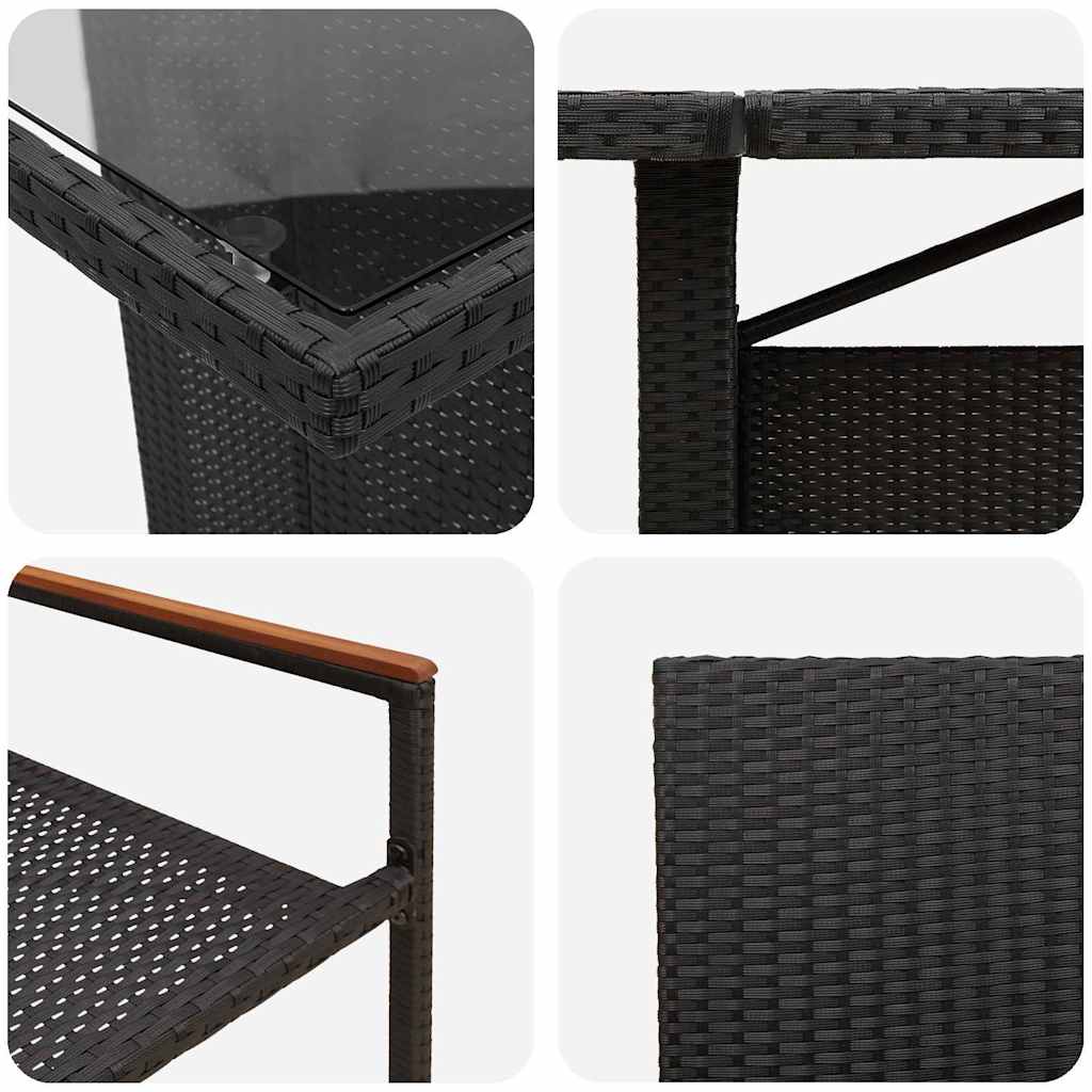 Garden Dining Set 9 pcs Black Poly Rattan