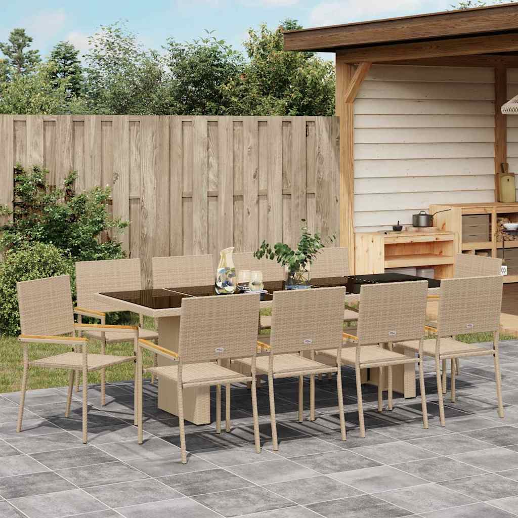 Garden Dining Set 11 pcs Beige Poly Rattan