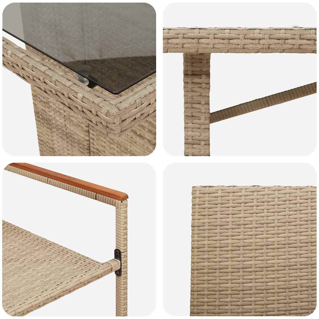 Garden Dining Set 7 pcs Beige Poly Rattan