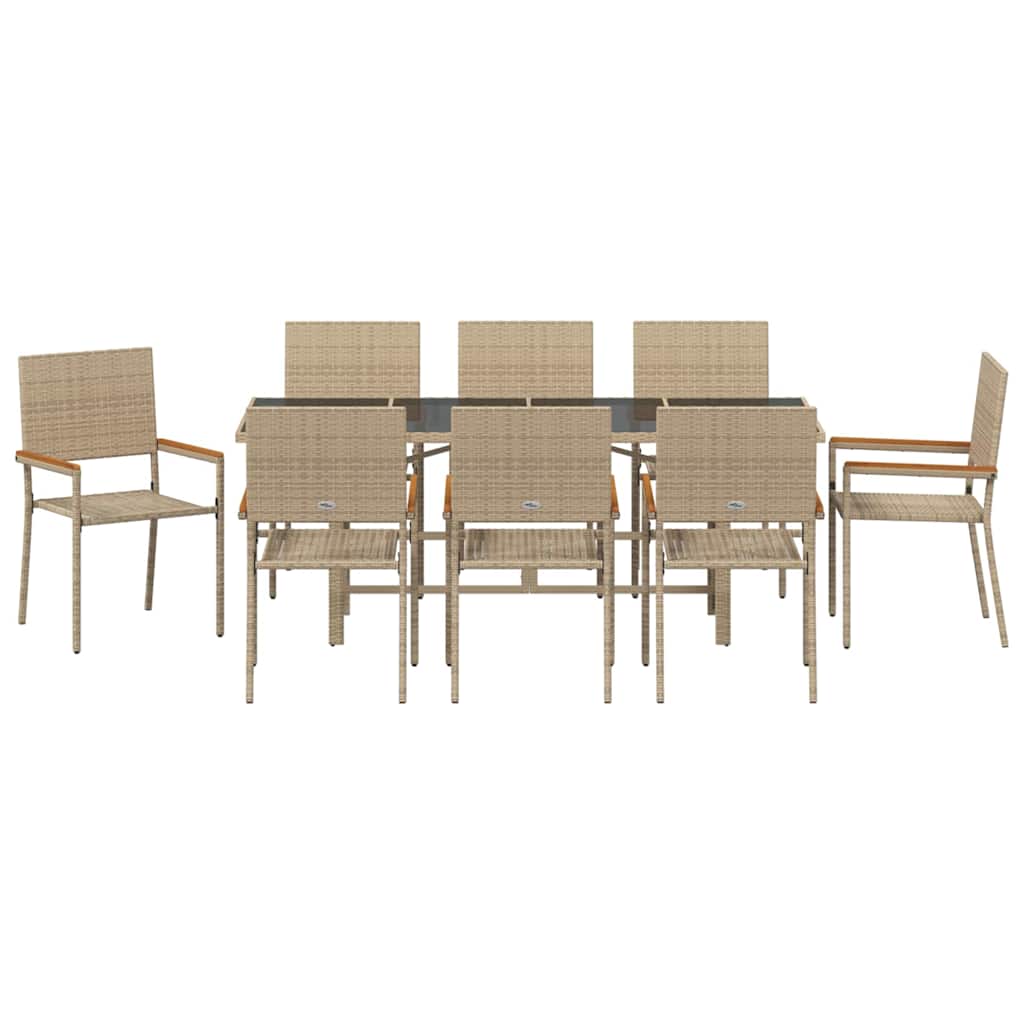 Garden Dining Set 9 pcs Beige Poly Rattan