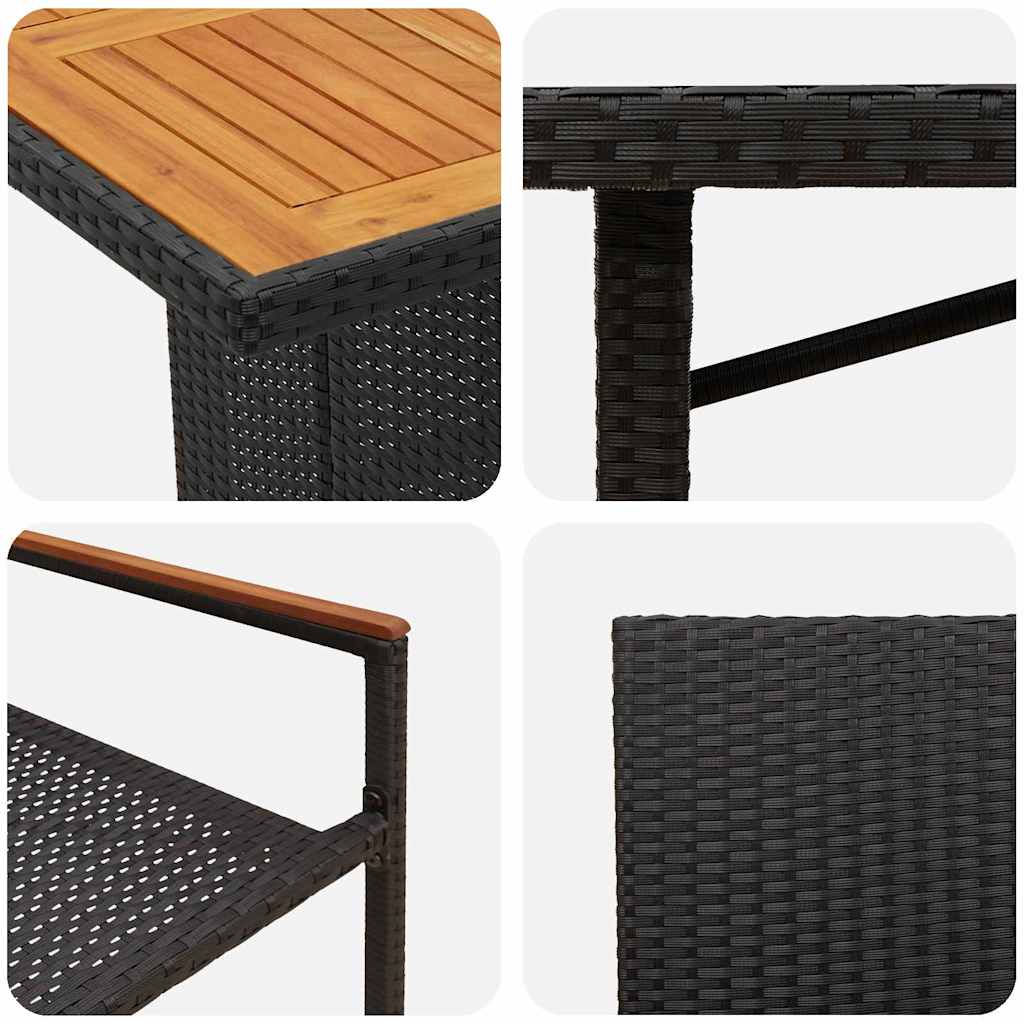 Garden Dining Set 7 pcs Black Poly Rattan