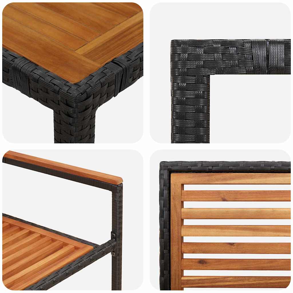 Garden Dining Set 7 pcs Black and Brown Poly Rattan