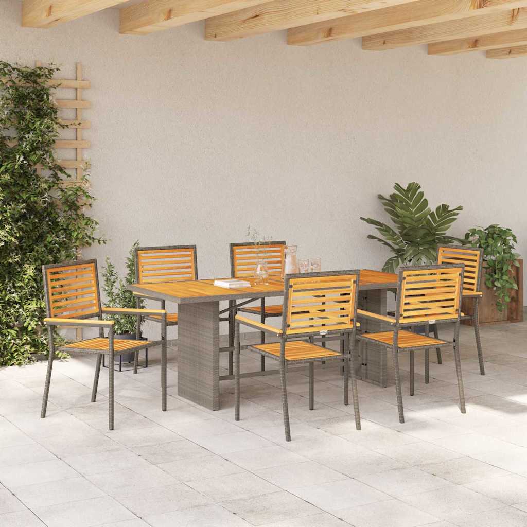 Garden Dining Set 7 pcs Grey and Brown Poly Rattan