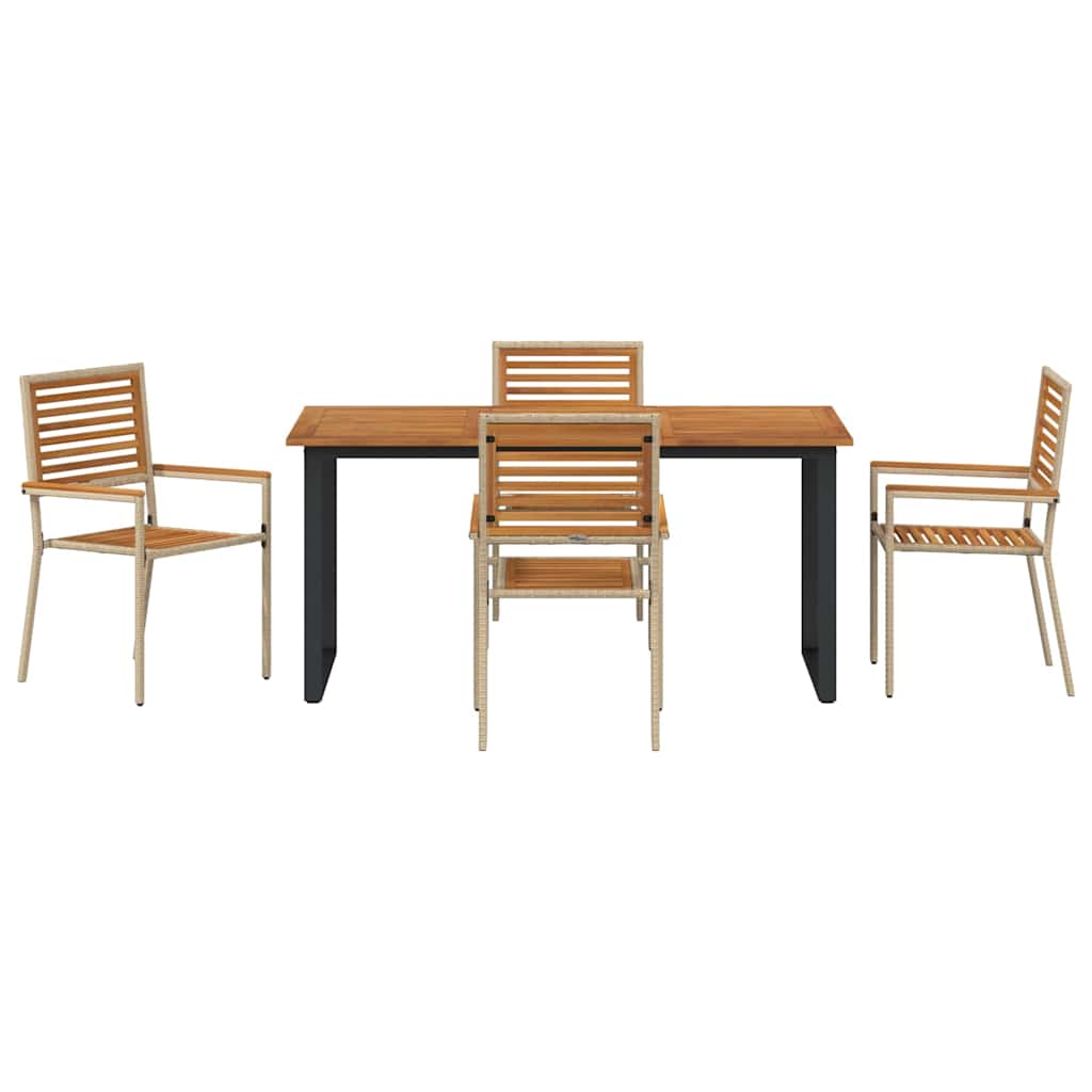 Garden Dining Set 5 pcs Beige Solid Acacia Wood
