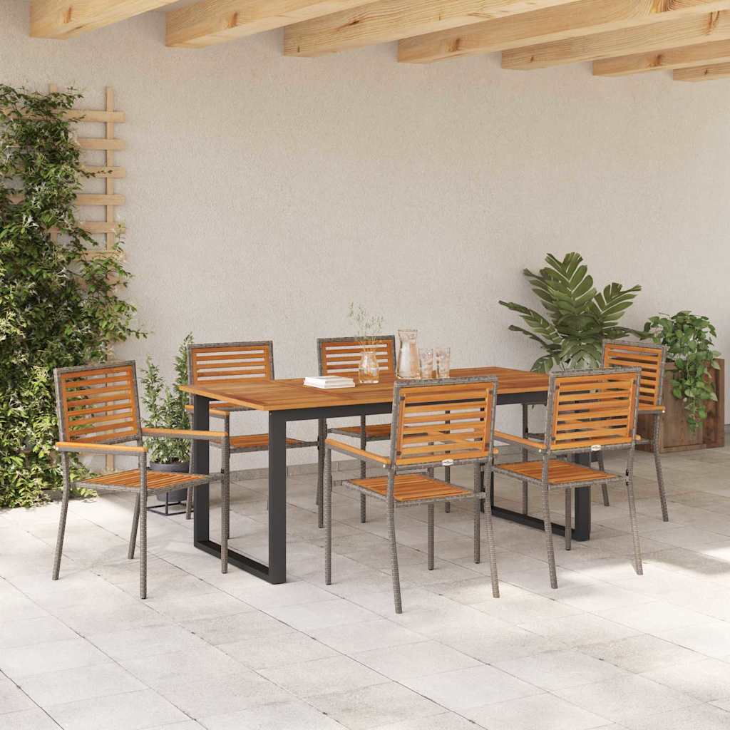 Garden Dining Set 7 pcs Grey Solid Acacia Wood