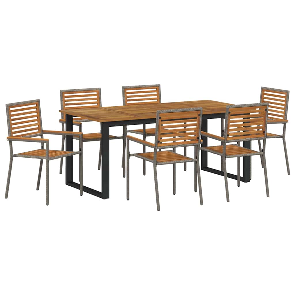 Garden Dining Set 7 pcs Grey Solid Acacia Wood