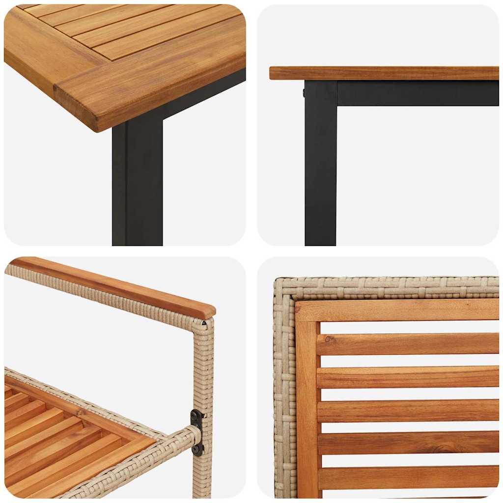 Garden Dining Set 7 pcs Beige Solid Acacia Wood
