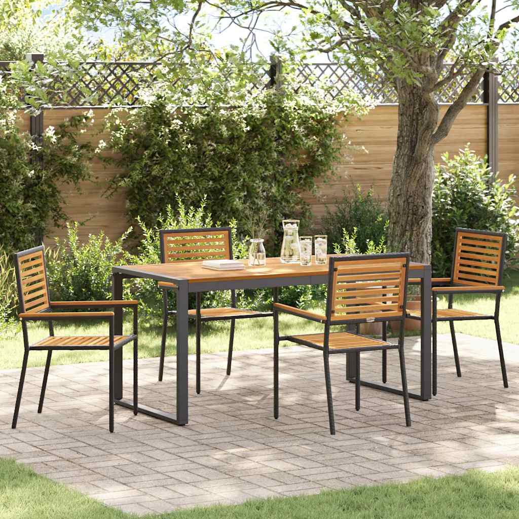 Garden Dining Set 5 pcs Black and Brown Poly Rattan