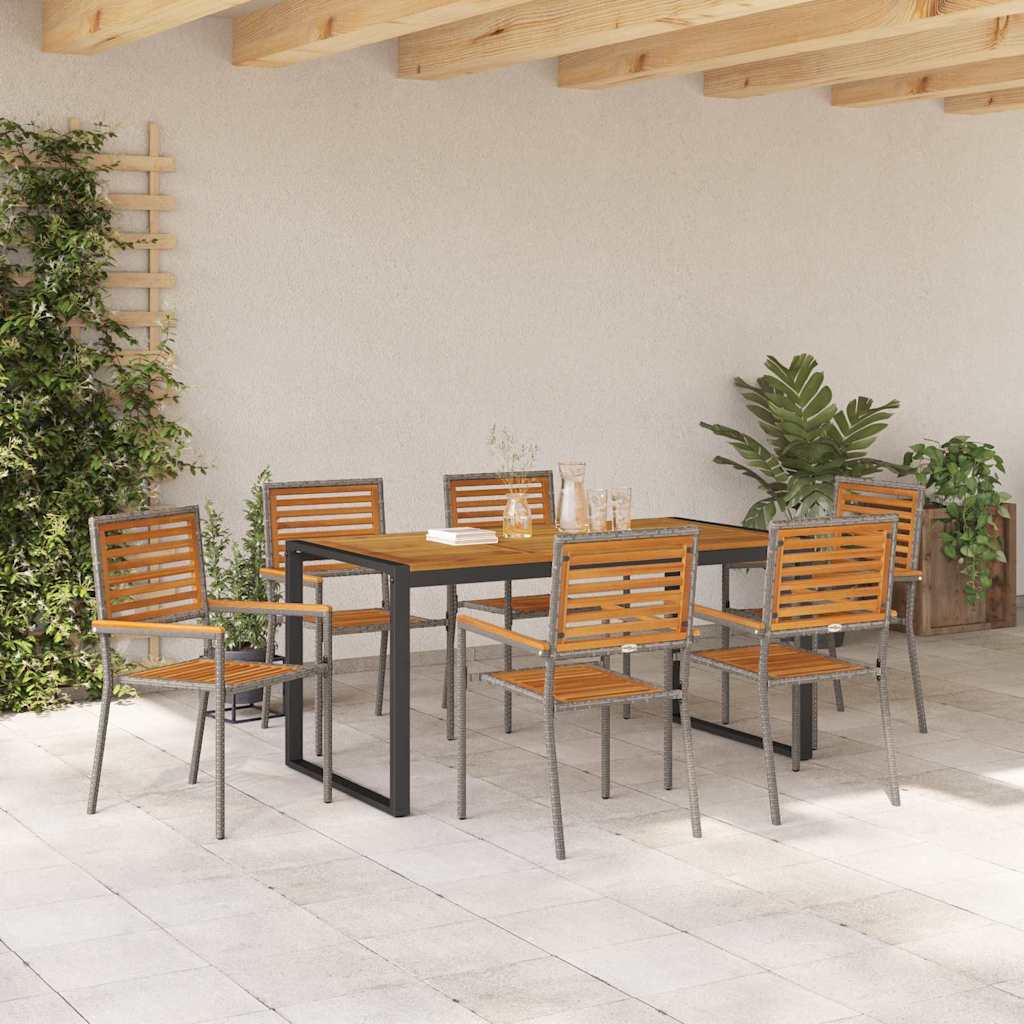 Garden Dining Set 7 pcs Grey and Brown Poly Rattan