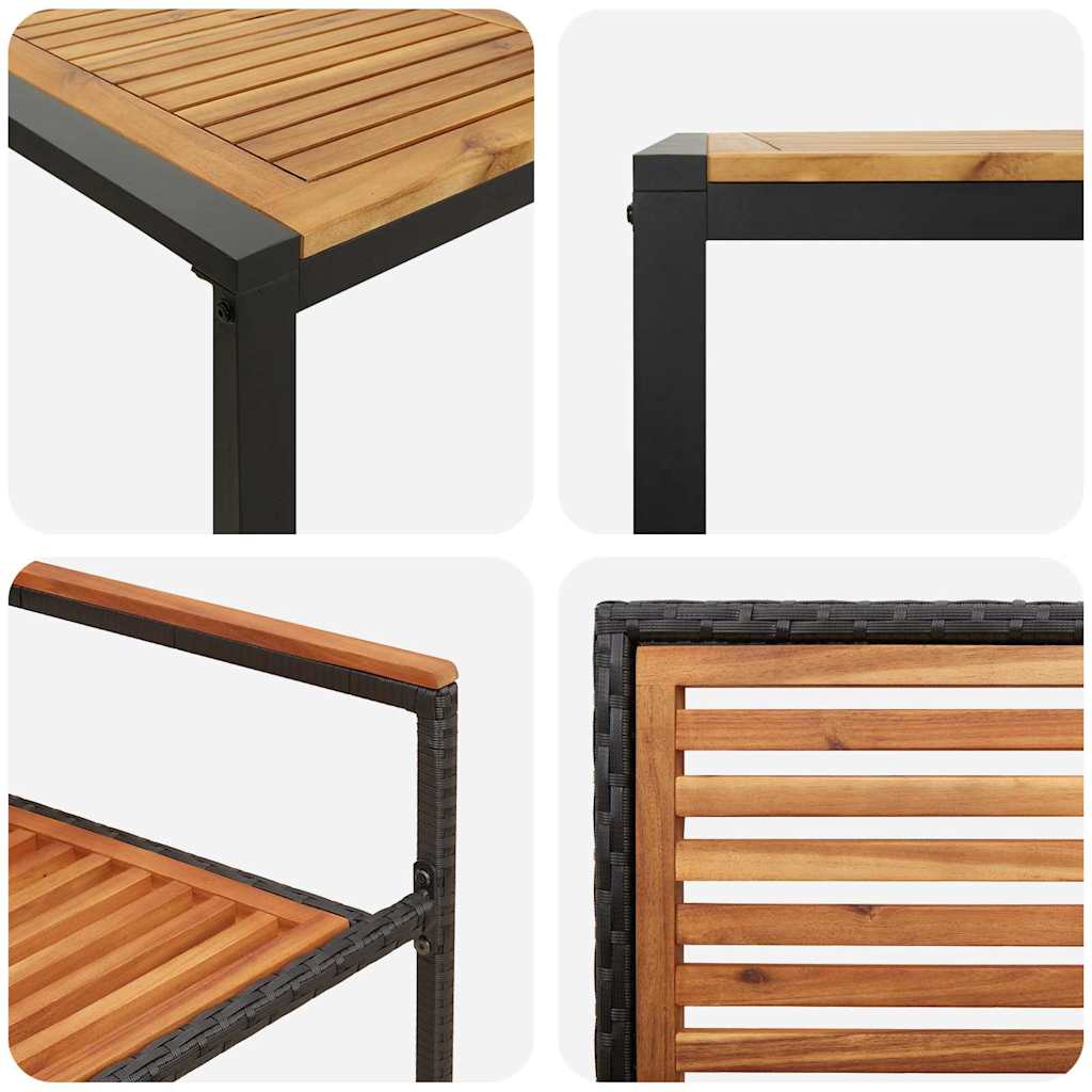 Garden Dining Set 9 pcs Black and Brown Poly Rattan