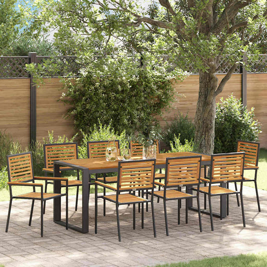 Garden Dining Set 9 pcs Black and Brown Poly Rattan