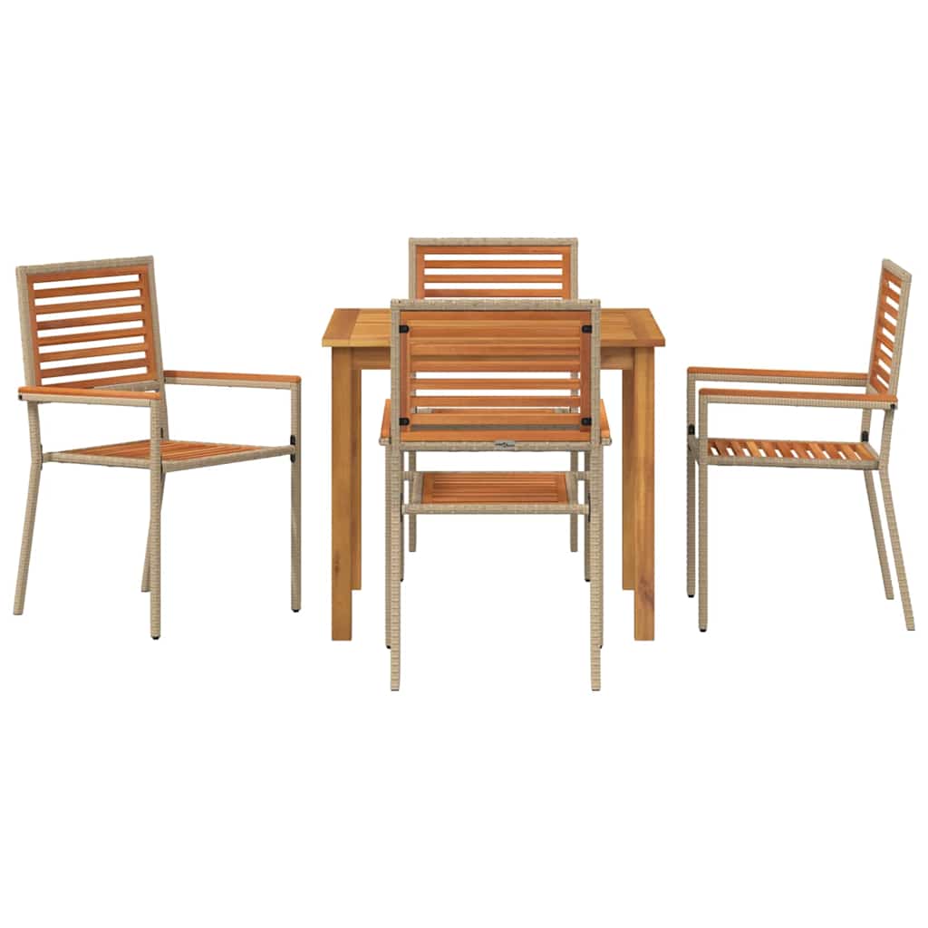 Garden Dining Set 5 pcs Beige Solid Acacia Wood