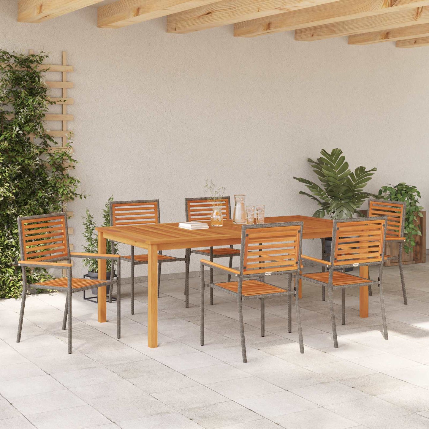 Garden Dining Set 7 pcs Grey Solid Acacia Wood