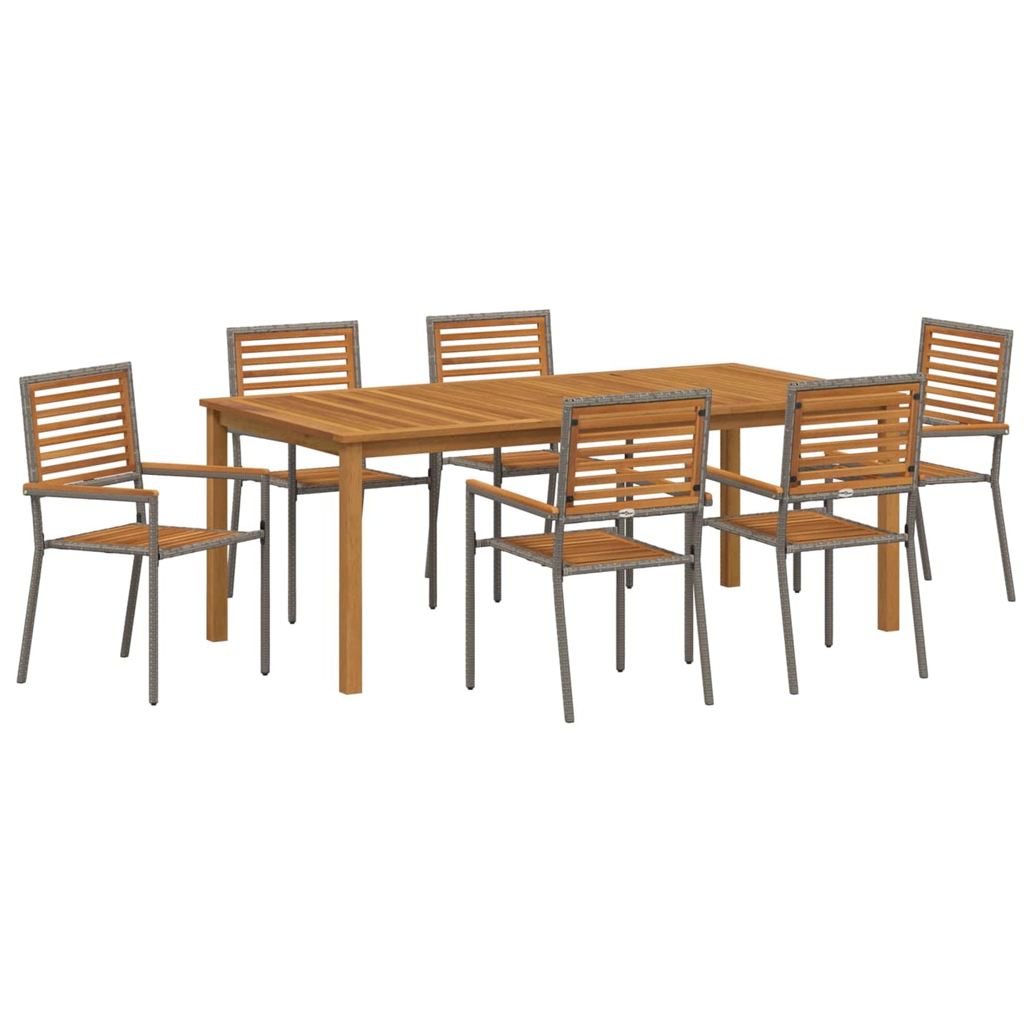 Garden Dining Set 7 pcs Grey Solid Acacia Wood