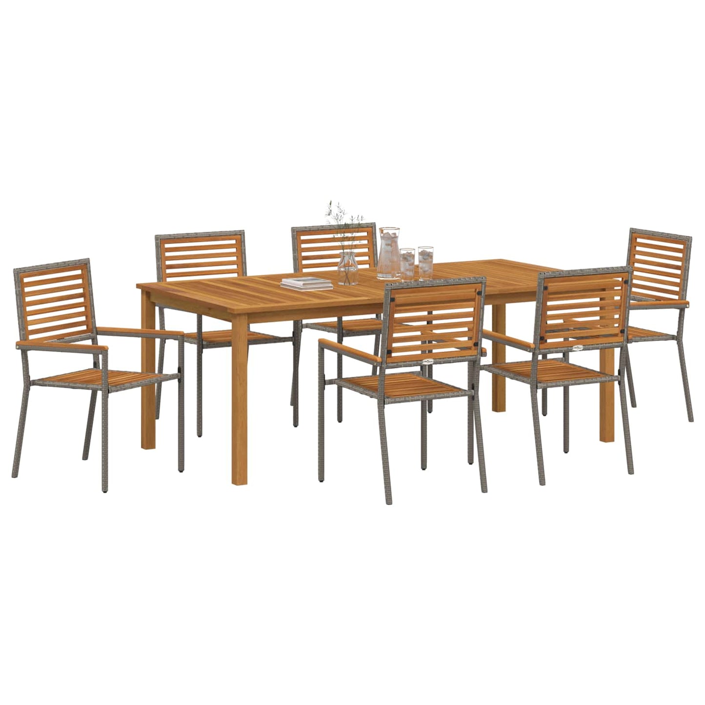 Garden Dining Set 7 pcs Grey Solid Acacia Wood