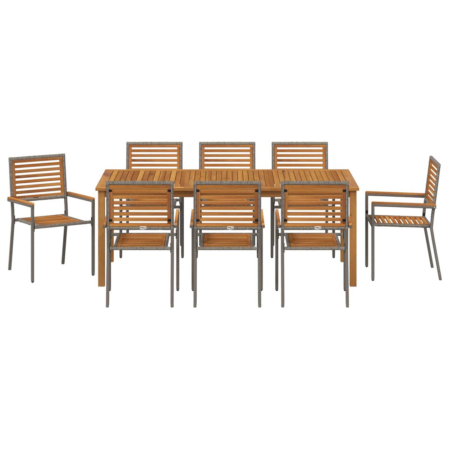 Garden Dining Set 9 pcs Grey Solid Acacia Wood