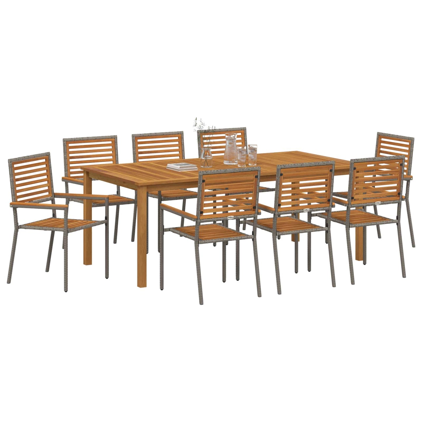 Garden Dining Set 9 pcs Grey Solid Acacia Wood