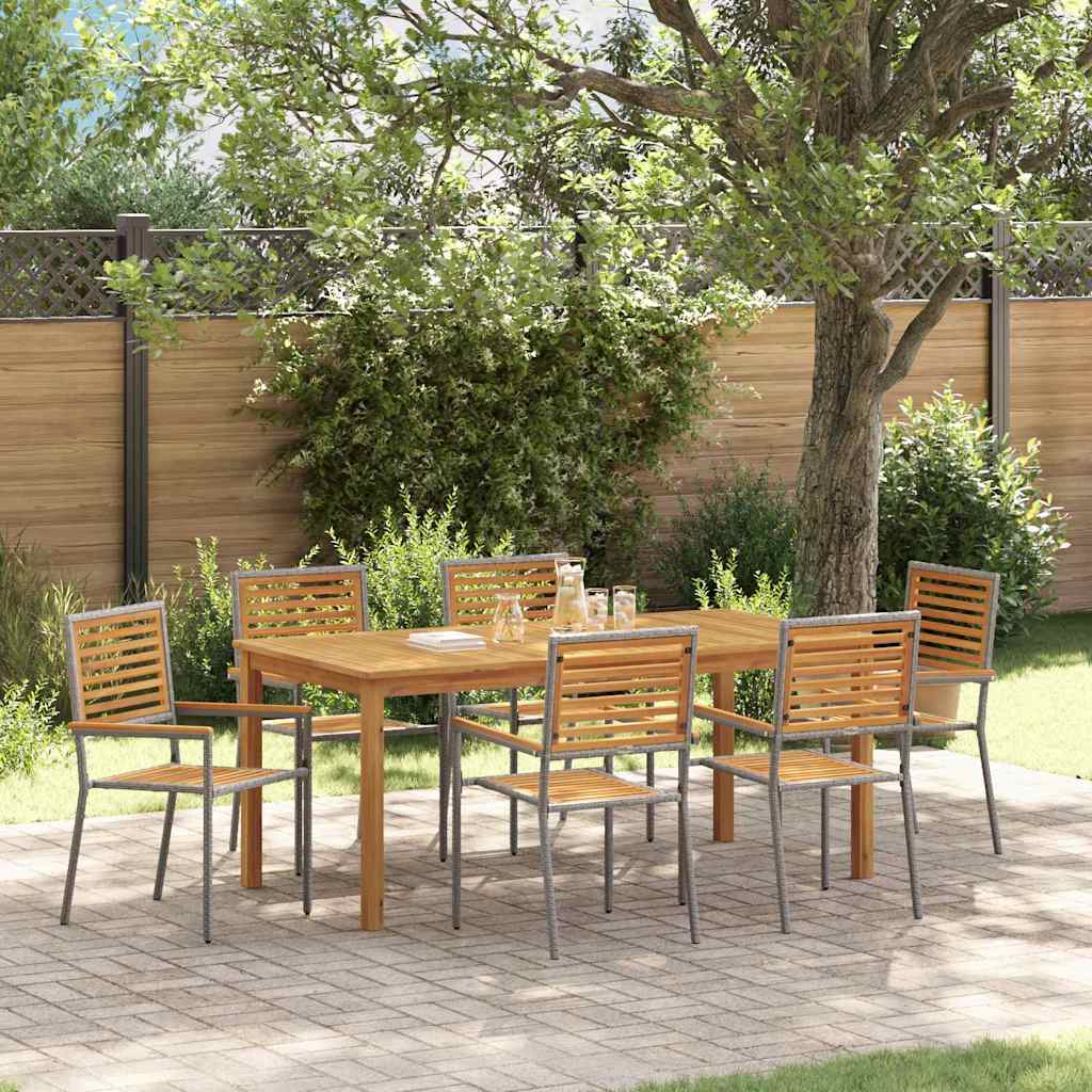 Garden Dining Set 7 pcs Grey Solid Acacia Wood