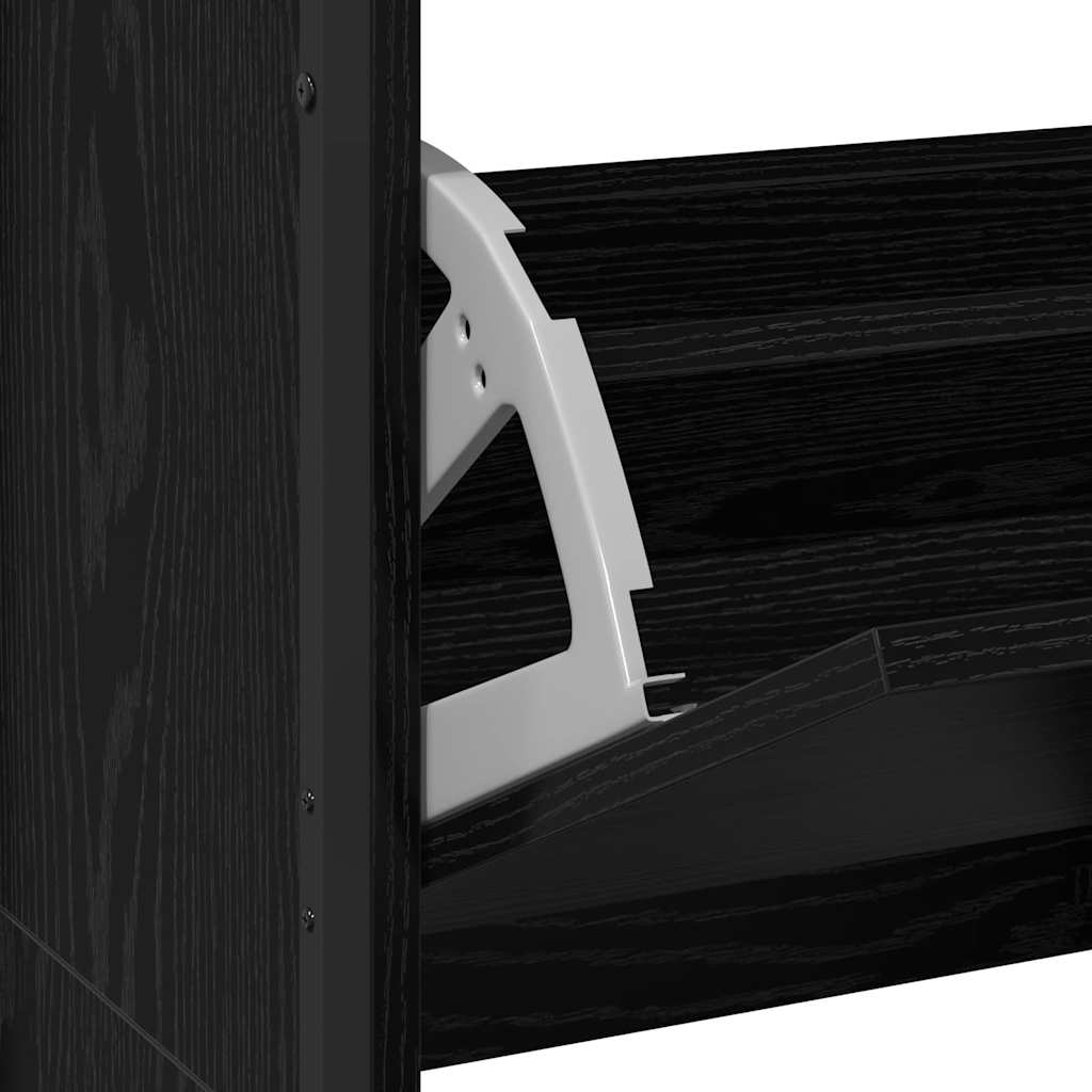 Shoe Cabinet Black Oak 100 x 34 x 112 cm Engineered Wood