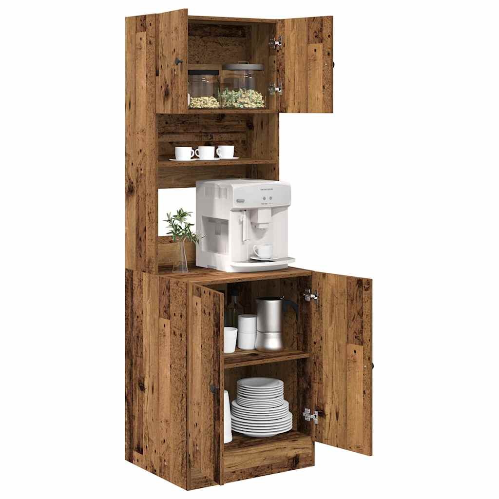 Kitchen Sideboard with Shelf 2 pcs Old Wood 60 x 50 x 180 cm