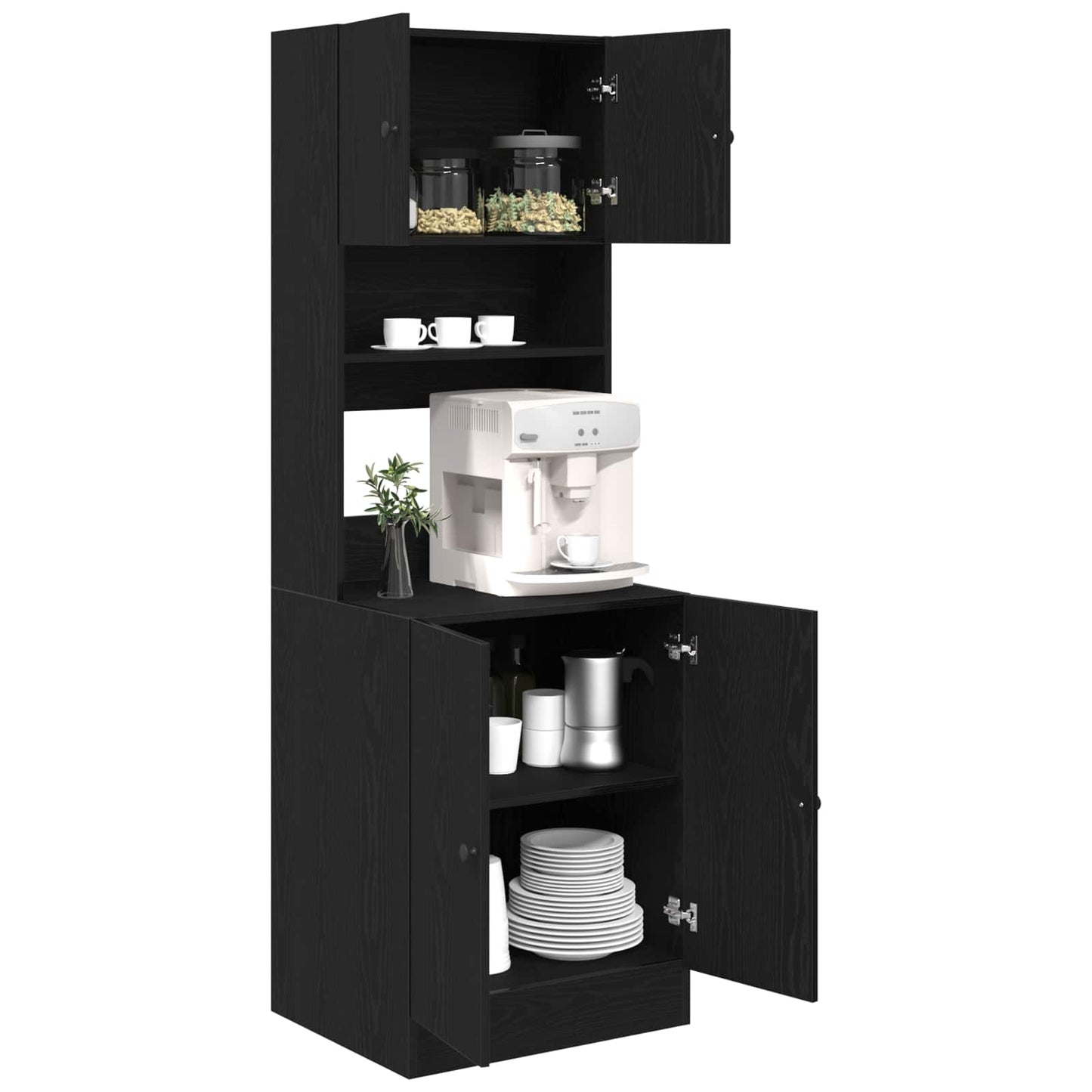 Kitchen Sideboard with Shelf 2 pcs Black Oak 60 x 50 x 180 cm