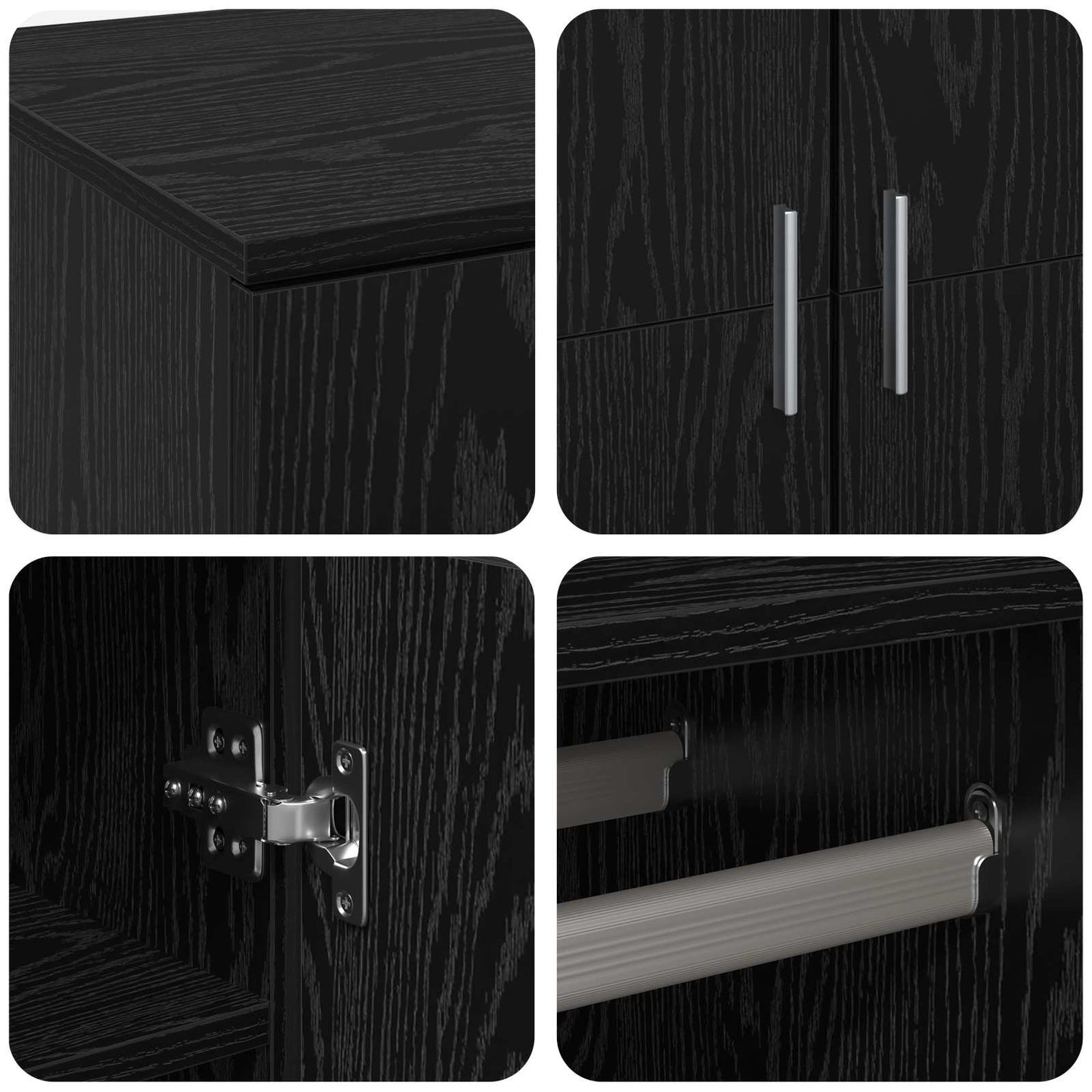 Highboard with Shelf Black oak 80 x 39 x 178 cm Engineered wood