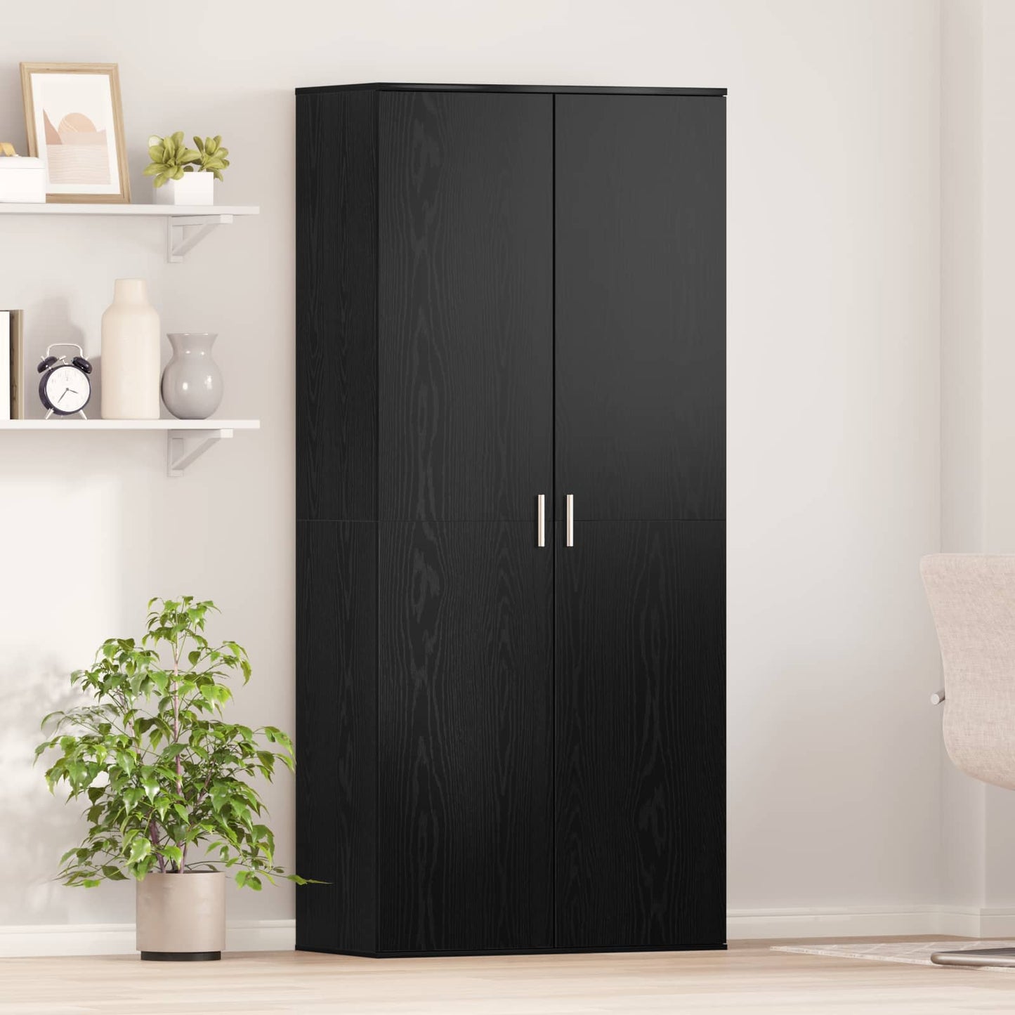 Highboard with Shelf Black oak 80 x 39 x 178 cm Engineered wood