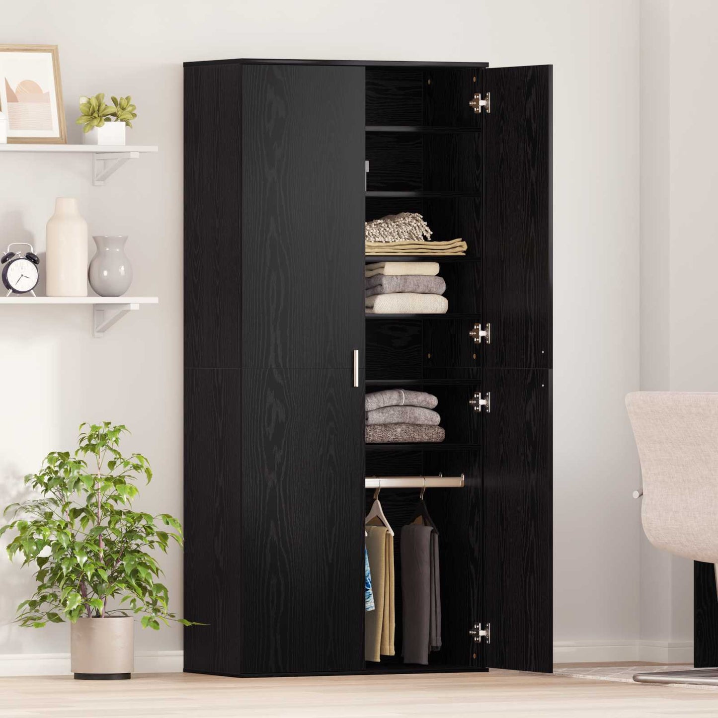 Highboard with Shelf Black oak 80 x 39 x 178 cm Engineered wood