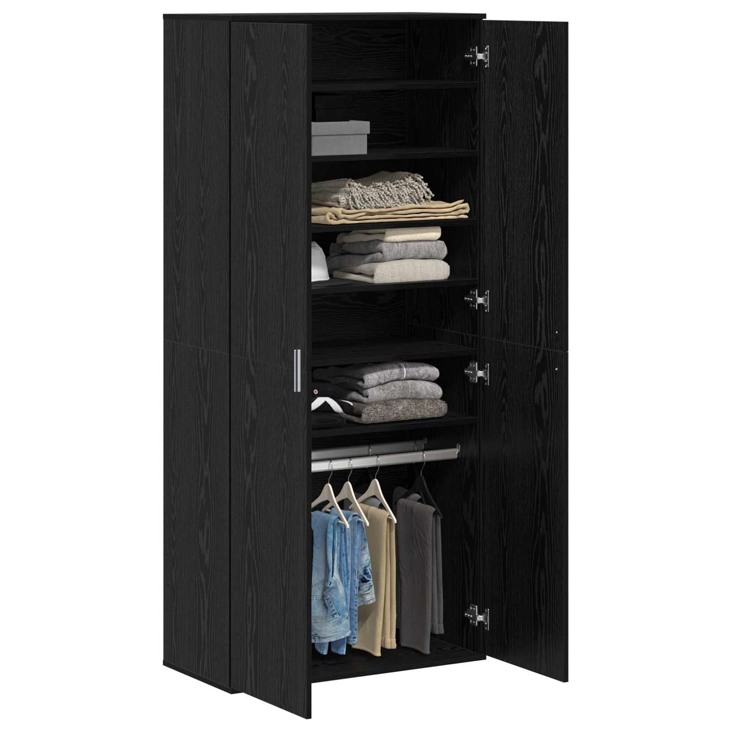 Highboard with Shelf Black oak 80 x 39 x 178 cm Engineered wood
