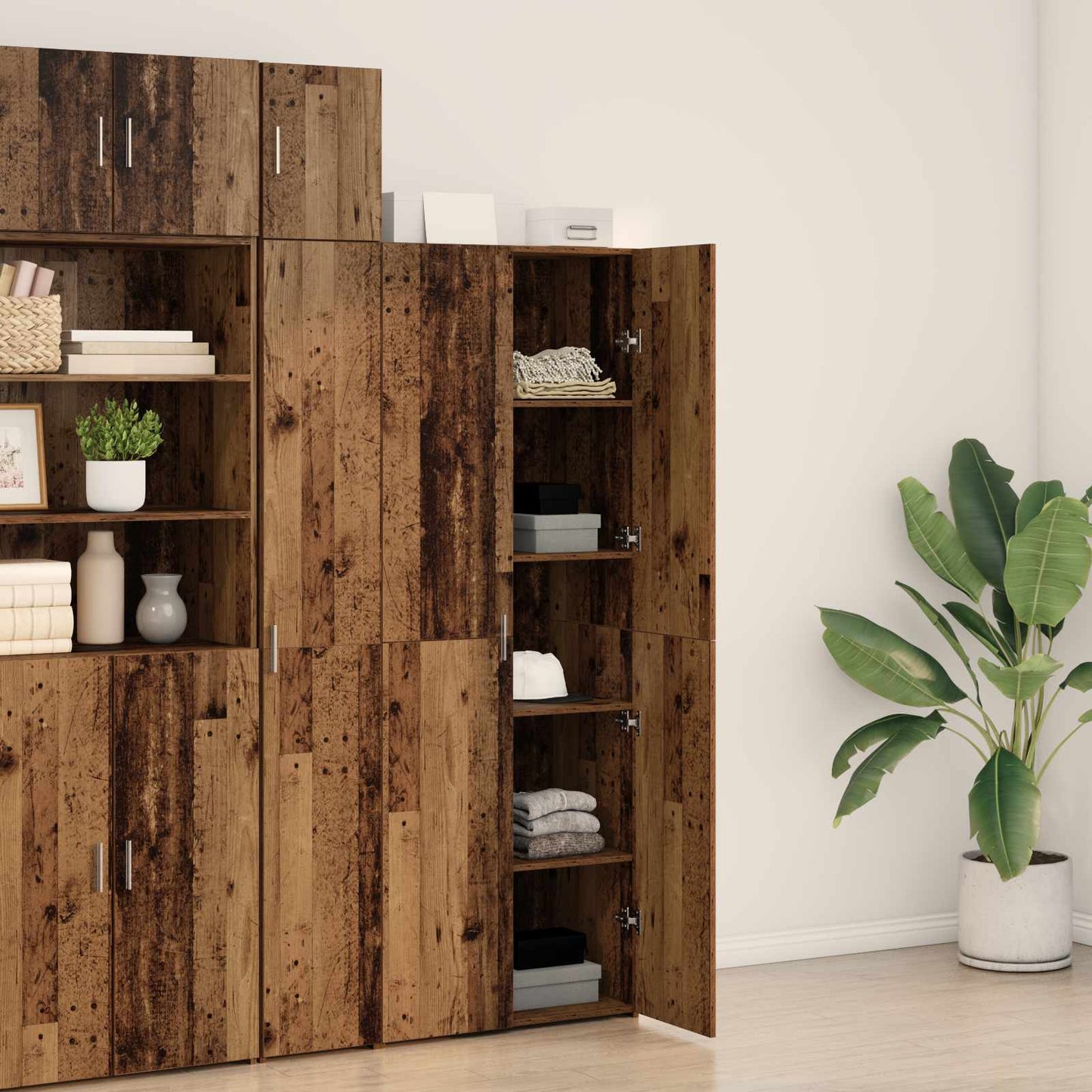 Highboard 2 pcs Old Wood 70 x 42.5 x 185 cm
