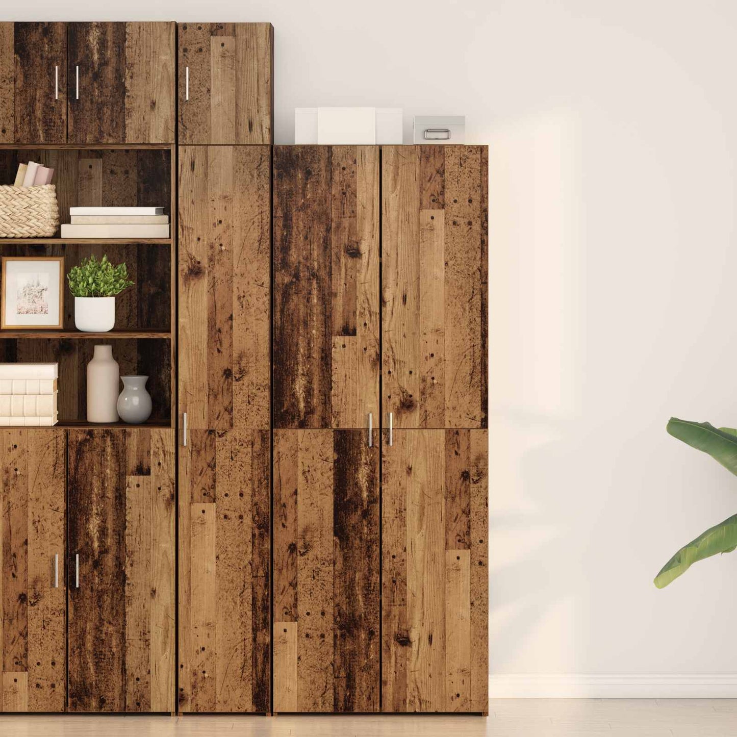 Highboard 2 pcs Old Wood 70 x 42.5 x 185 cm