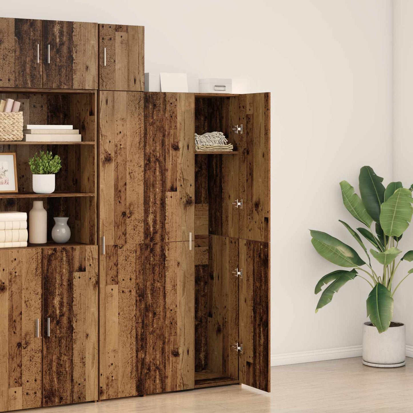 Highboard 2 pcs Old Wood 70 x 42.5 x 185 cm